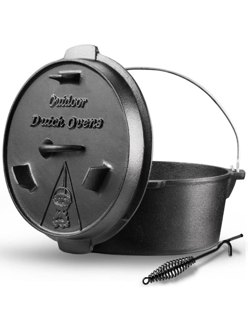 9 Qt Pre-Seasoned Cast Iron Dutch Oven Pot with Lid & Handle for Camping BBQ